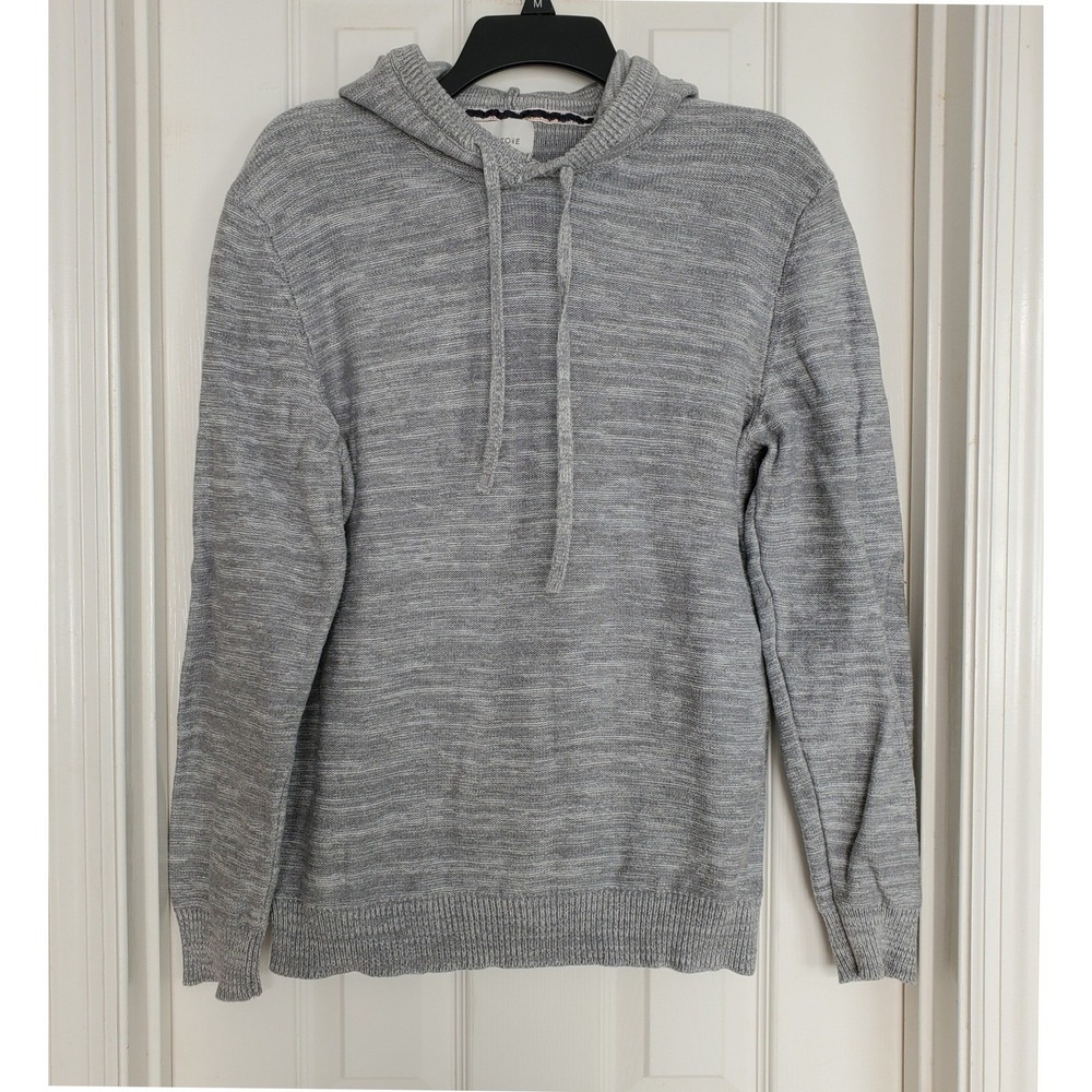 SUN + STONE Marled Knit Hoodie Pullover Sweatshirt Mens Medium Gray Long Sleeve